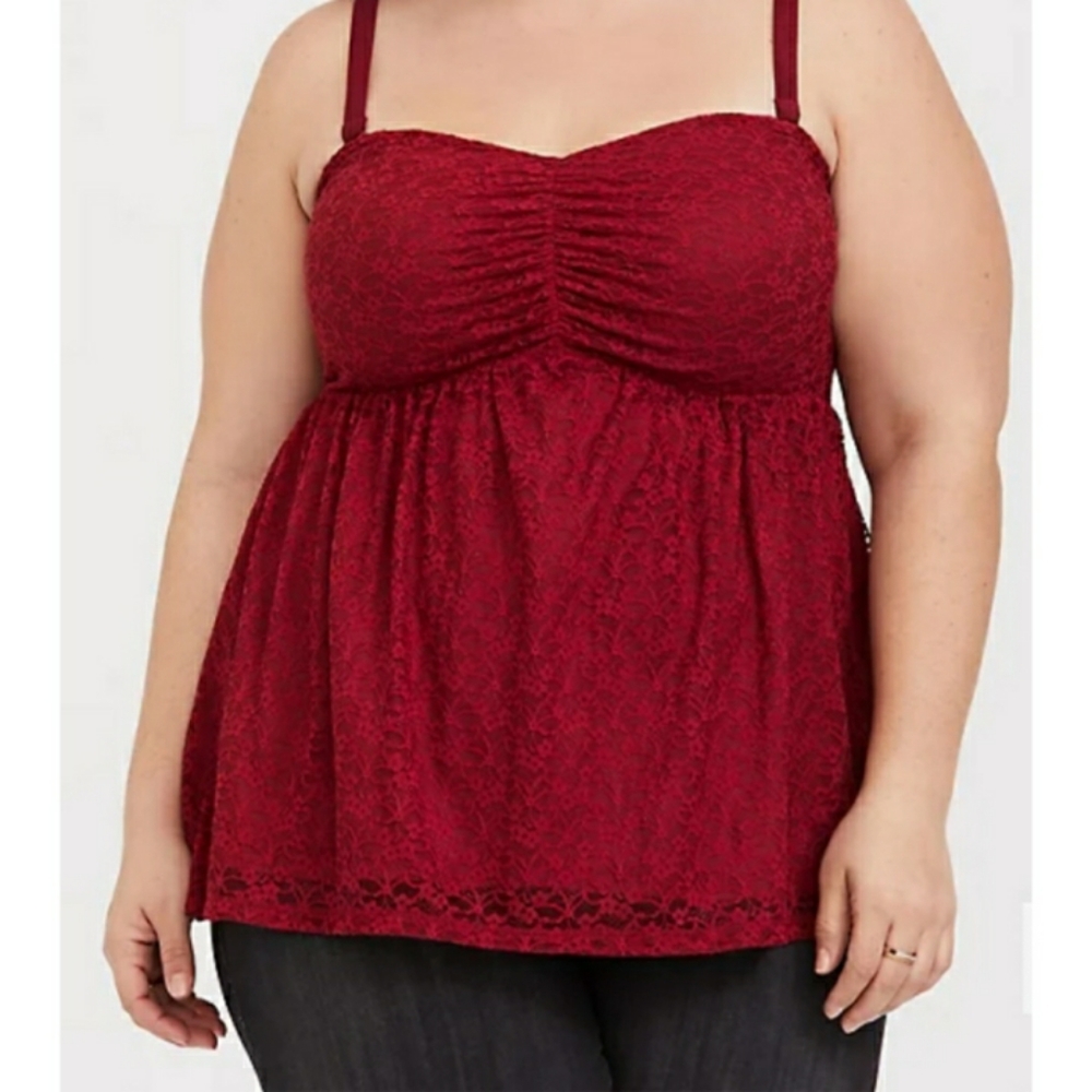 Torrid red lace bustier babydoll tube top Size 3